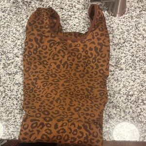 Leopard Print Brown Athletic butt lifter jumpsuit